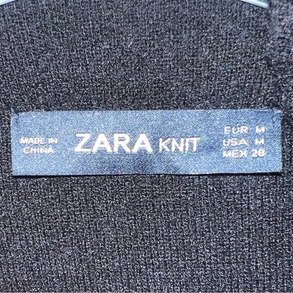 Zara Knit Sweater Dress Black Ruffle Turtleneck High Neck Cozy Size Medium - Picture 3 of 7